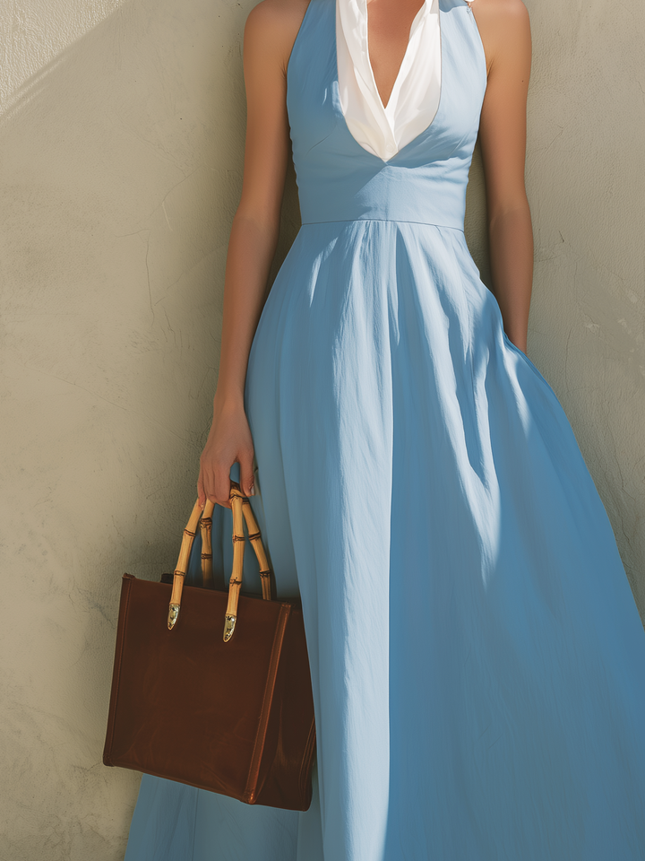 Charlotte - Hellblaues ärmelloses langes Kleid