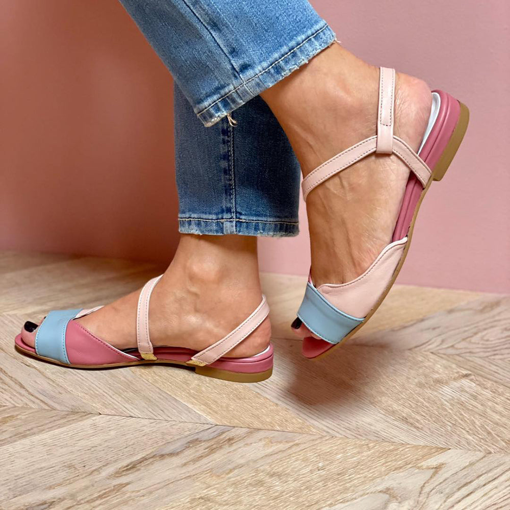 Johanna™ - Asymmetrische pinke Sandalen