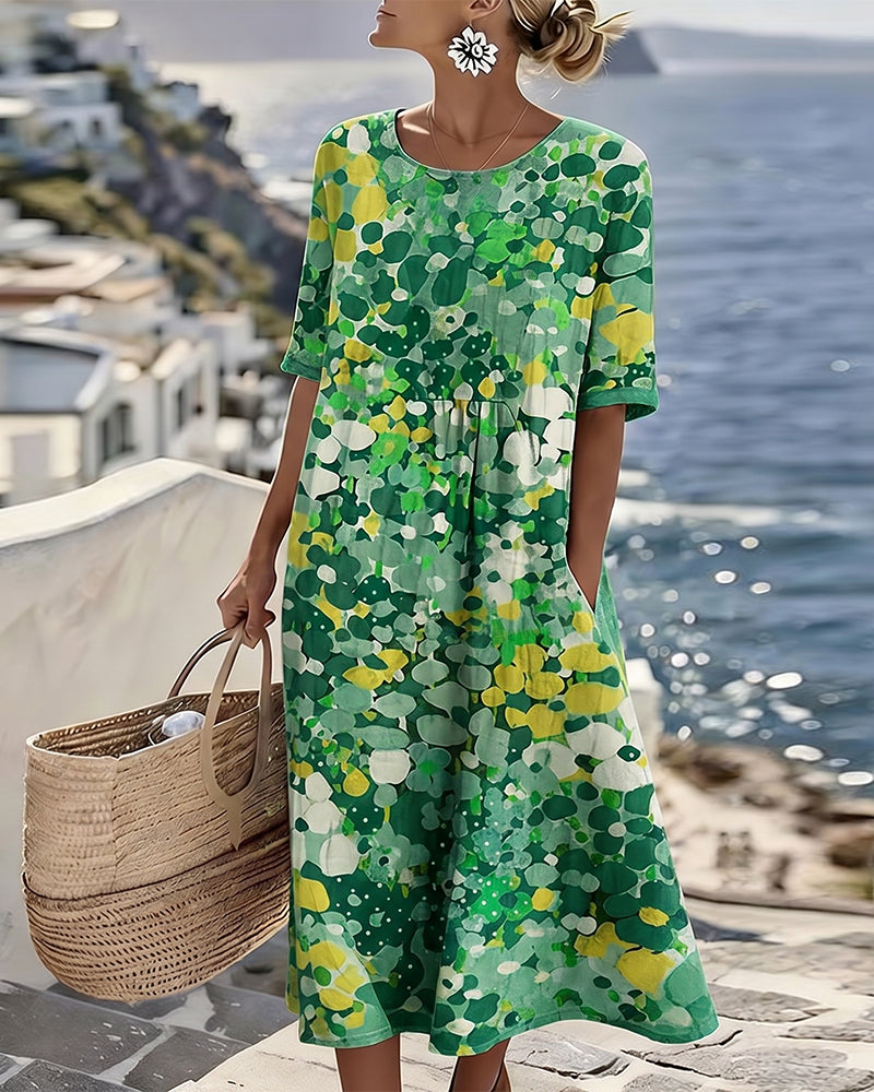 Elena™ - Elegantes Blumenkleid für den Sommer in Midi-Länge