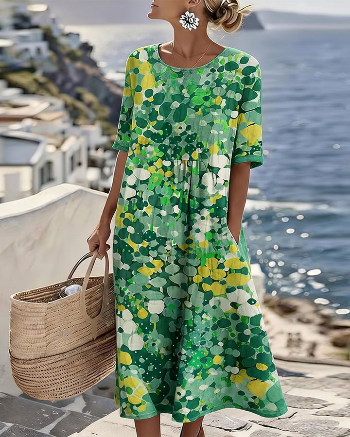 Elena™ - Elegantes Blumenkleid für den Sommer in Midi-Länge