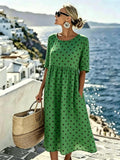 Harper™ | Smaragdgrünes Polka Dot Midi-Kleid