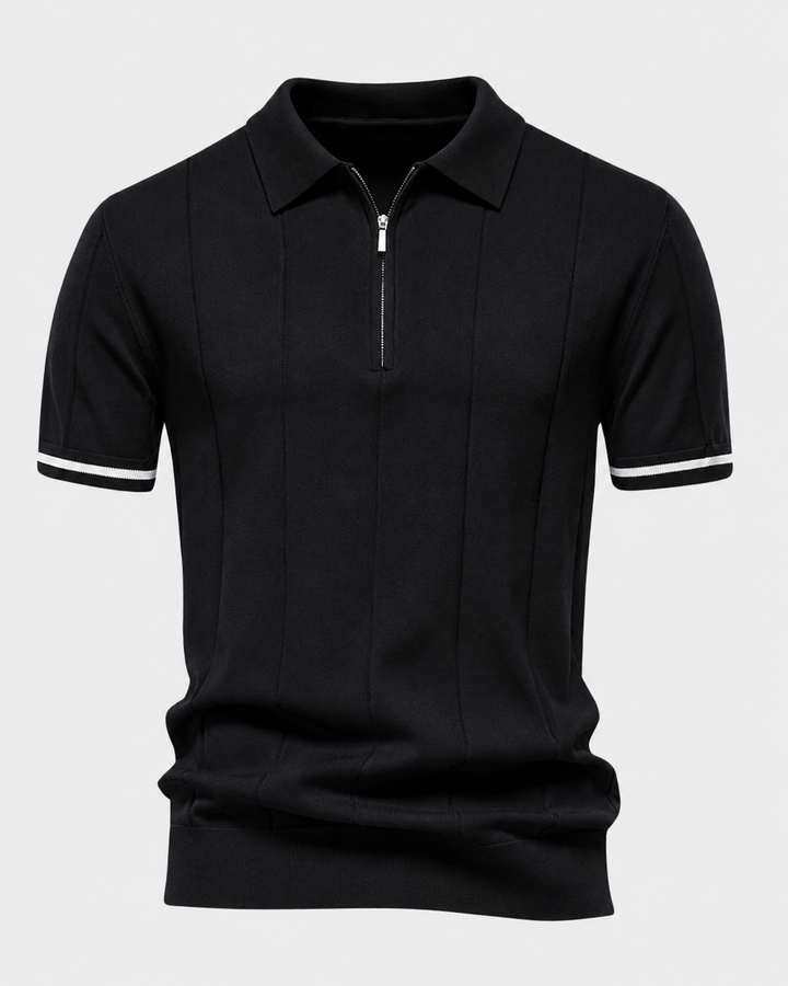 Clark | Strick Zip Polo-Shirt