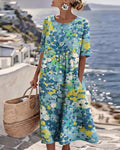 Elena™ - Elegantes Blumenkleid für den Sommer in Midi-Länge