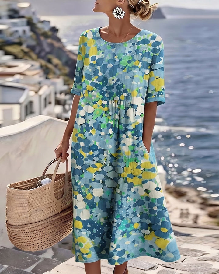 Elena™ - Elegantes Blumenkleid für den Sommer in Midi-Länge