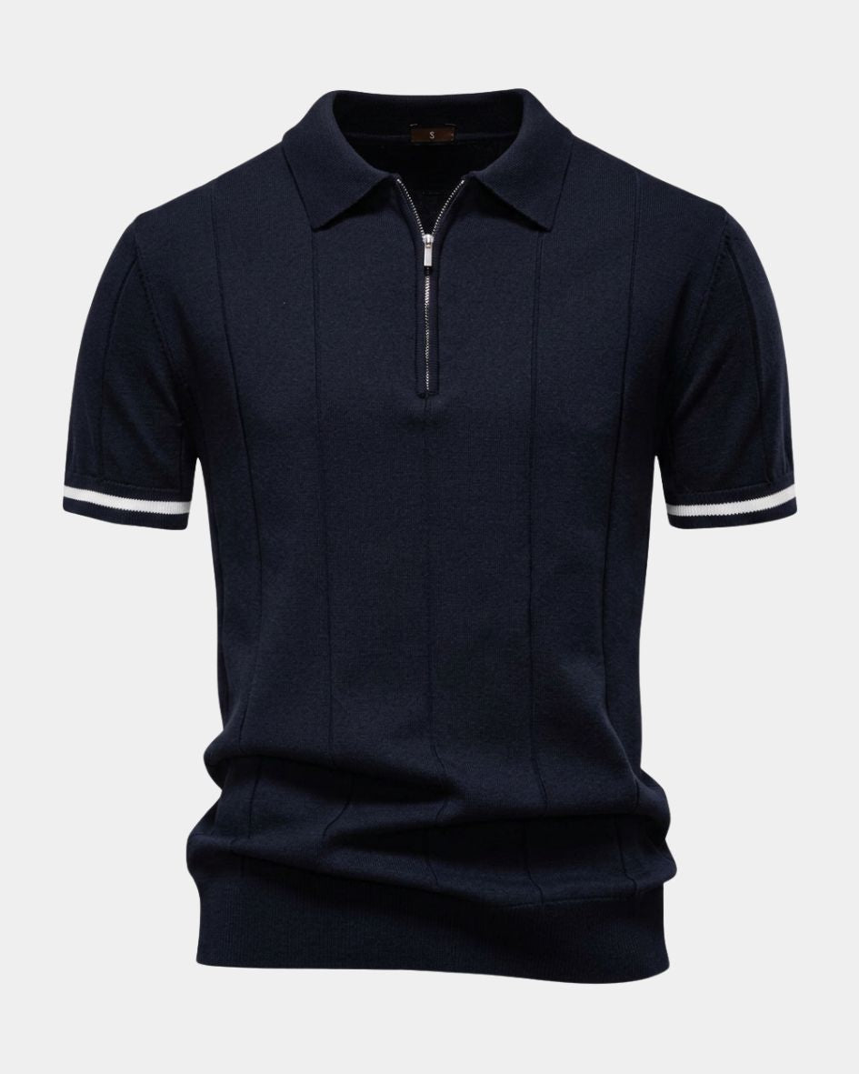 Clark | Strick Zip Polo-Shirt