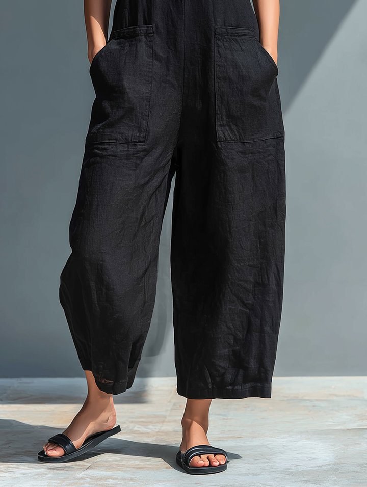Ärmellose Leinenoveralls
