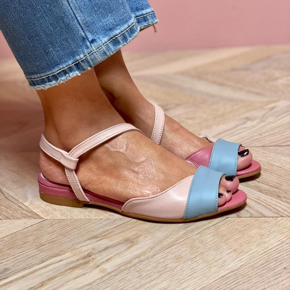 Johanna™ - Asymmetrische pinke Sandalen