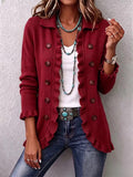 Marthe | Rote Rippstrickjacke mit Rüschen