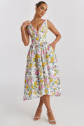 Ariana - V-Ausschnitt Korsett Flare Midi Kleid