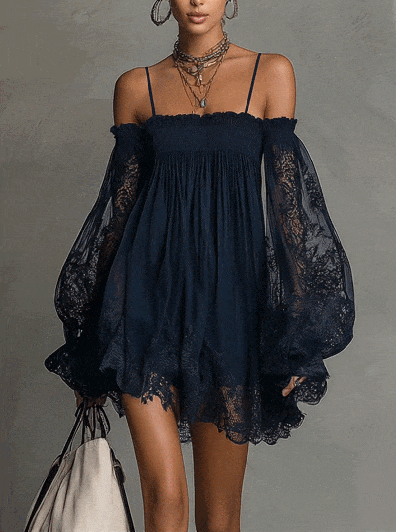 Noemi | Marineblaues Chiffon-Minikleid