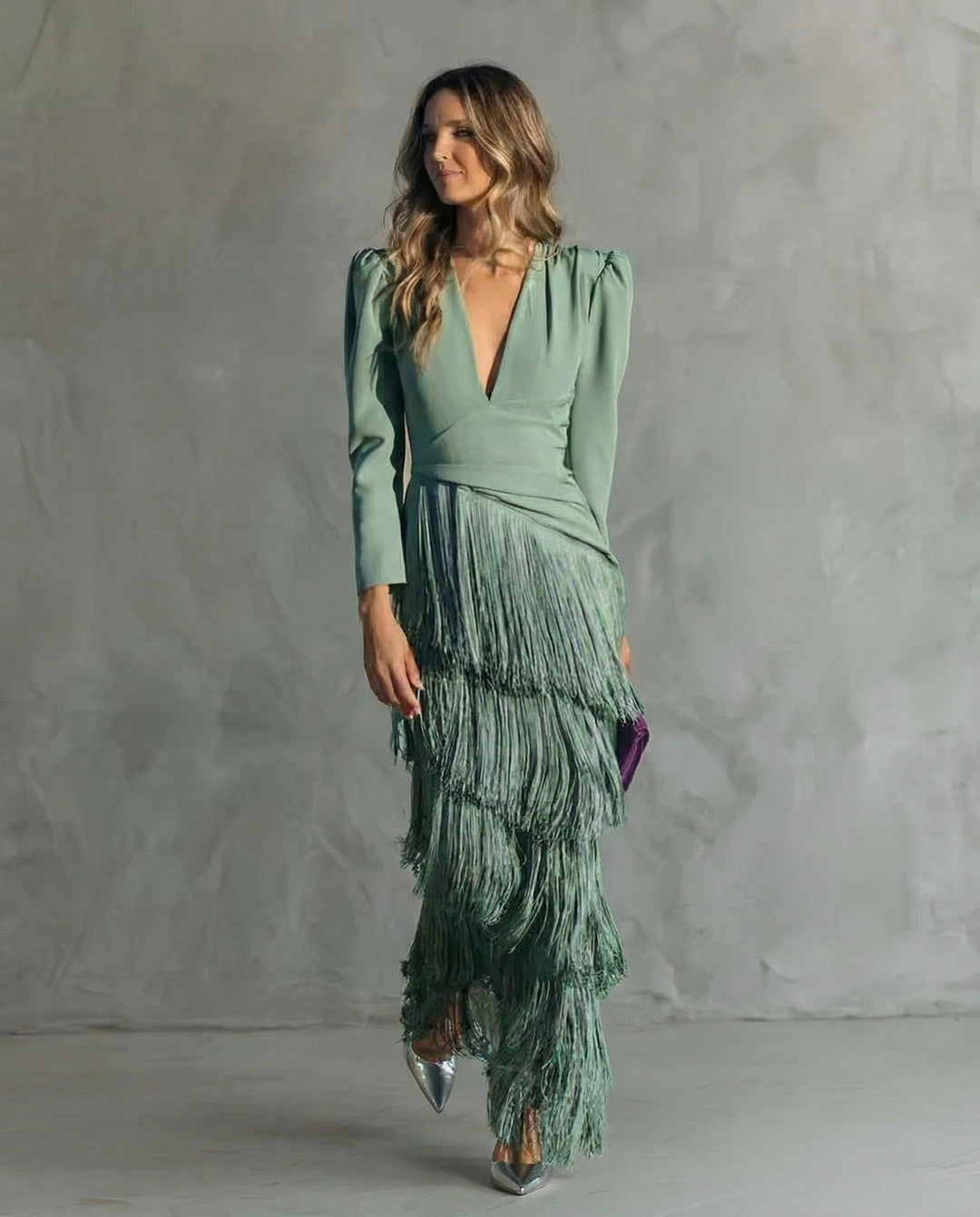 Clara | Elegantes Kleid mit Fransenärmeln