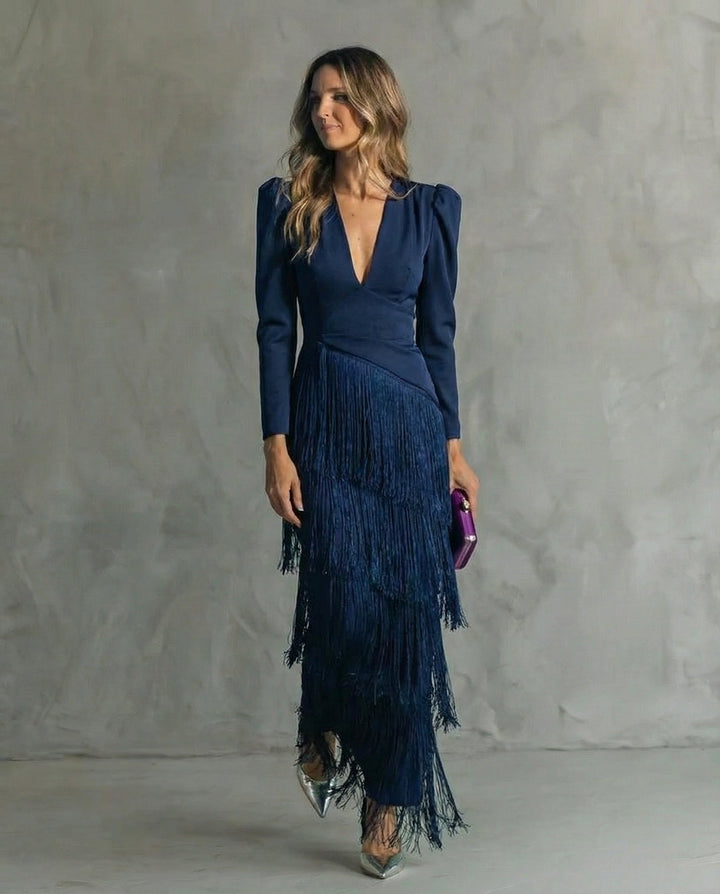 Clara | Elegantes Kleid mit Fransenärmeln
