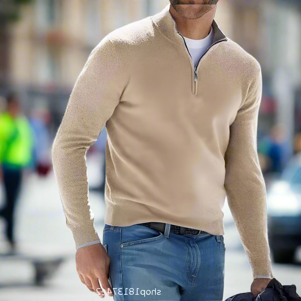 Noah | Herren Pullover mit Stehkragen und Reissverschluss