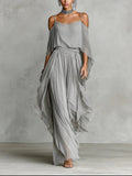 Freya | Off-Shoulder Chiffon Zweiteiliges Set