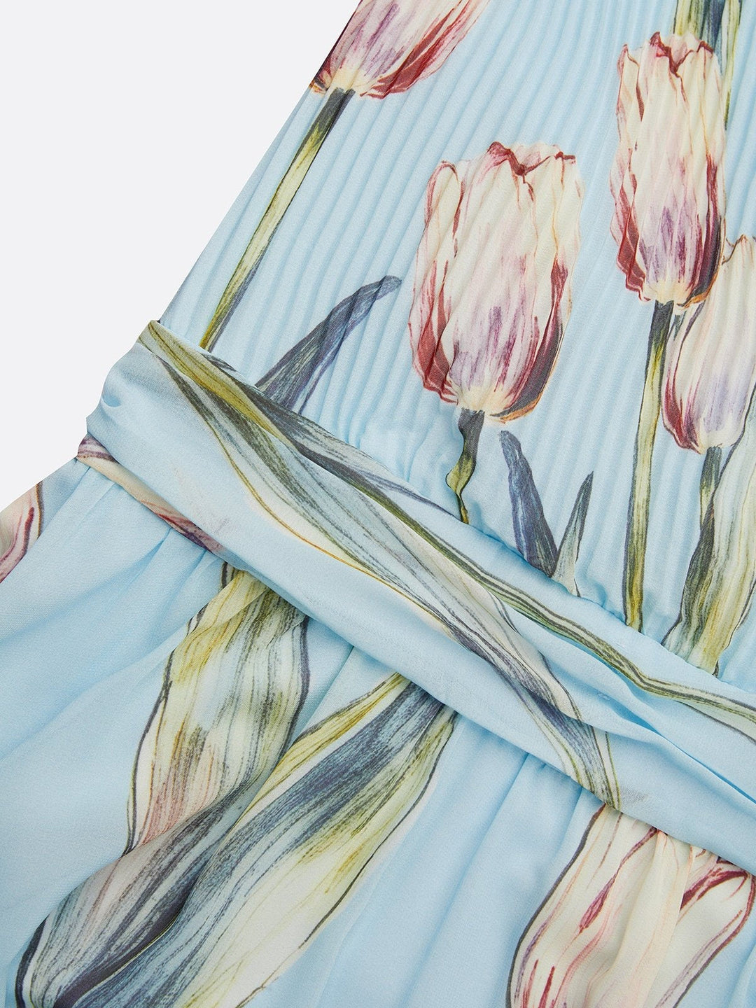 Nerea - Elegantes Maxikleid mit Tulpenmuster und V-Ausschnitt