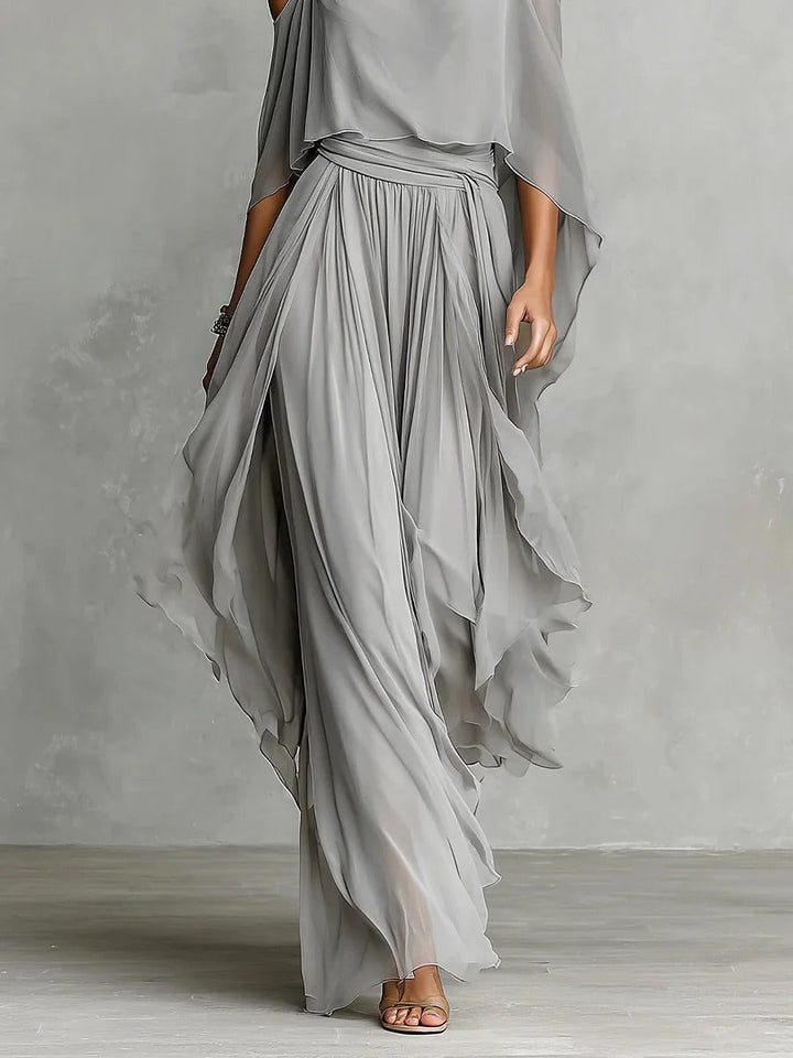 Freya | Off-Shoulder Chiffon Zweiteiliges Set