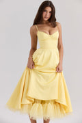 Luce - Satin Tüll Midi Kleid