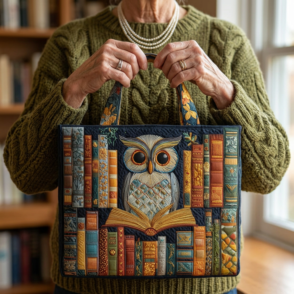 Handgefertigte Tasche mit Eulenmotiv