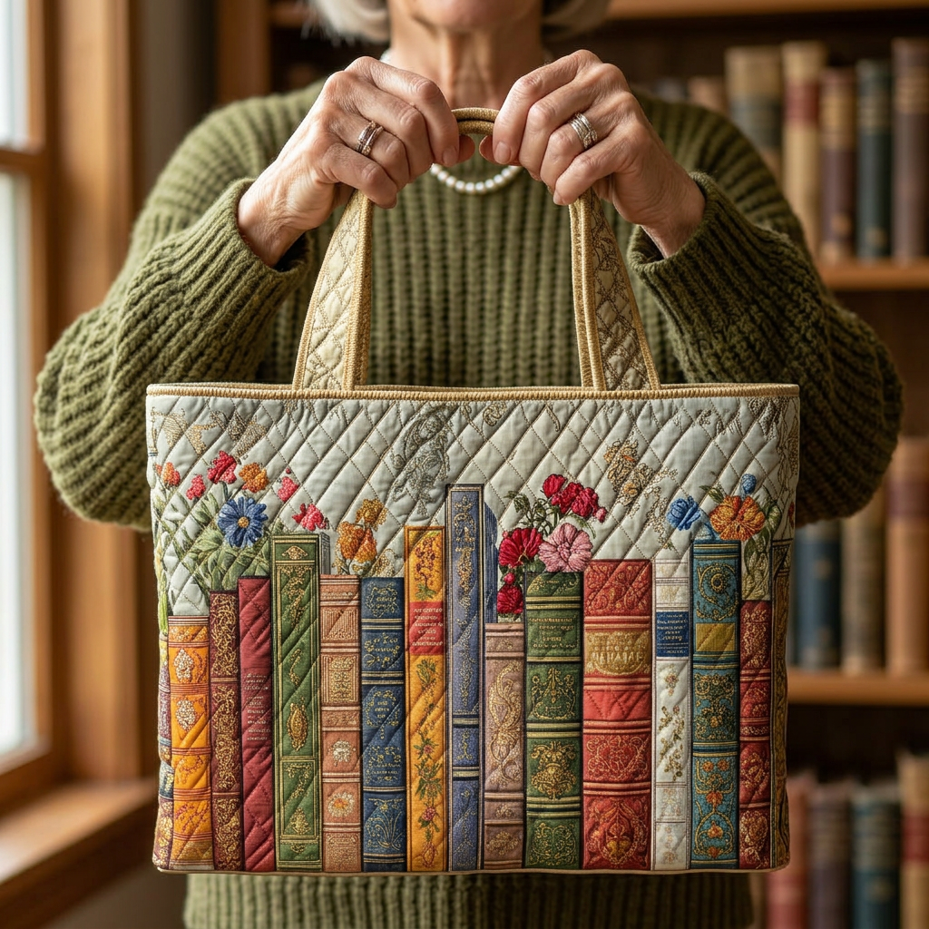 Handgefertigte Tasche mit Bibliothek