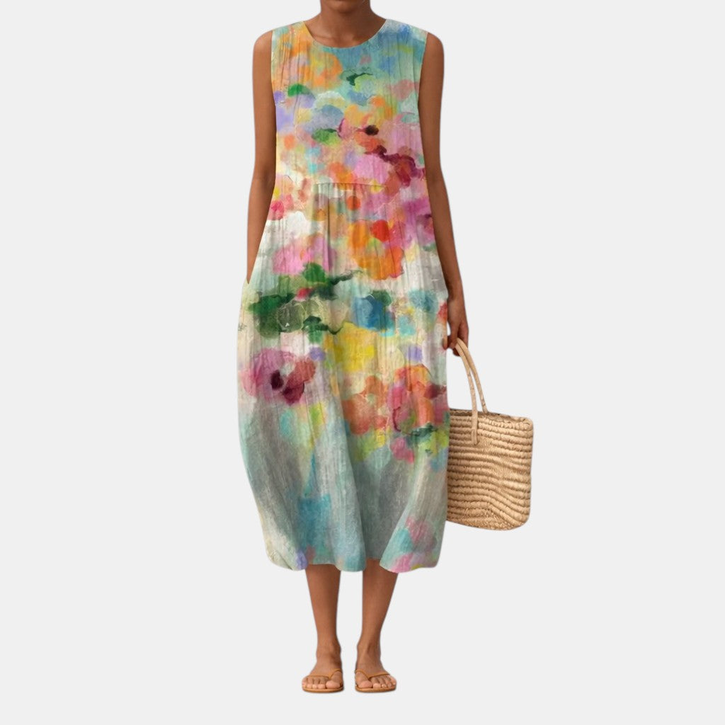 Karla™ | Elegantes mehrfarbiges Midikleid