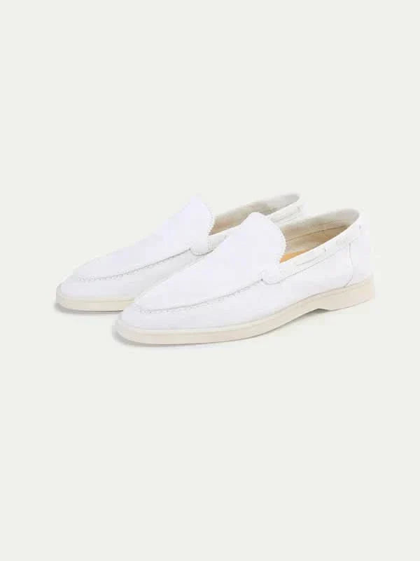 Klassischer Wildleder Loafer Perlenweiss
