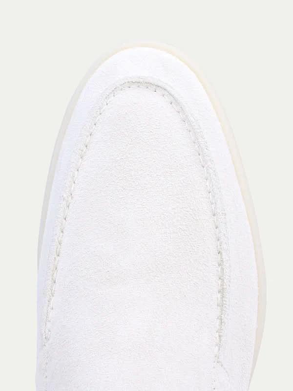 Klassischer Wildleder Loafer Perlenweiss