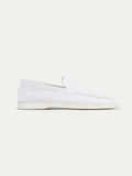 Klassischer Wildleder Loafer Perlenweiss