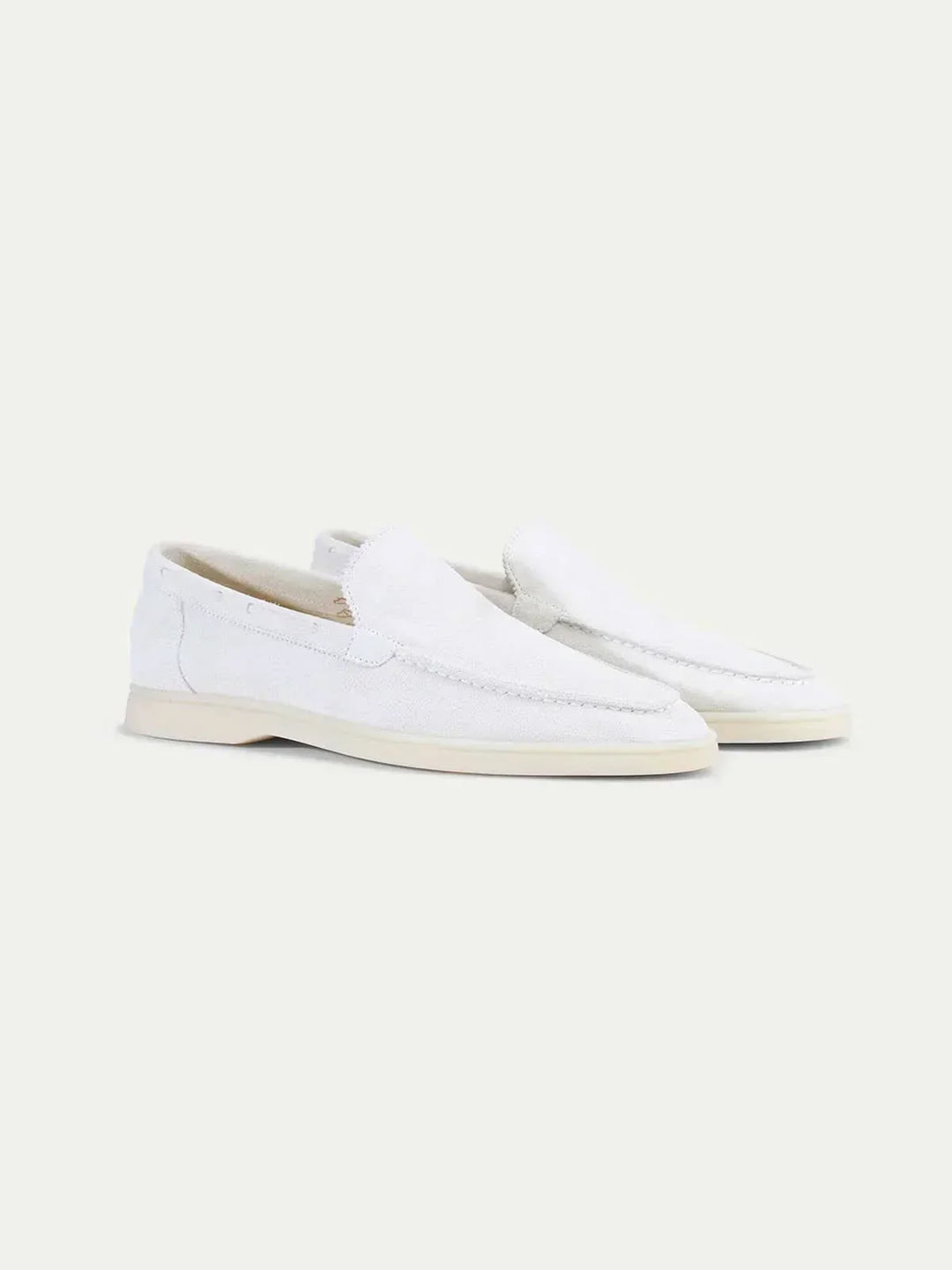 Klassischer Wildleder Loafer Perlenweiss