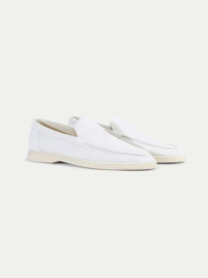 Klassischer Wildleder Loafer Perlenweiss