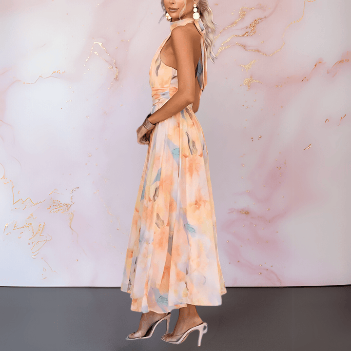 ESTHER | HALTERNECK WASSFARBDRUCK-KLEID