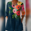 Genevieve | Lange Bluse mit V-Ausschnitt