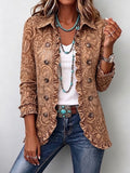 Noémie | Vintage Bohemian Blümchenjacke in Braun mit Volants