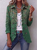 Cosette | Bohemian Paisley Grüne Jacke mit Rüschen