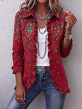 Charlotte | Bohemian Paisley Rot Volantjacke