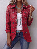 Gaëlle | Bohemian Jacke Paisley Farbverlauf Rot mit Volants