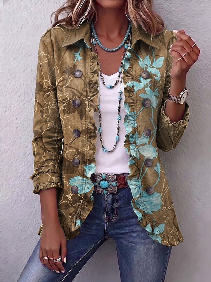 Blanche | Vintage Boho Blumenjacke mit Volants