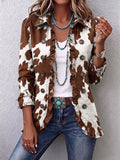 Lucie | Braune Rinderprint-Jacke mit Rüschen
