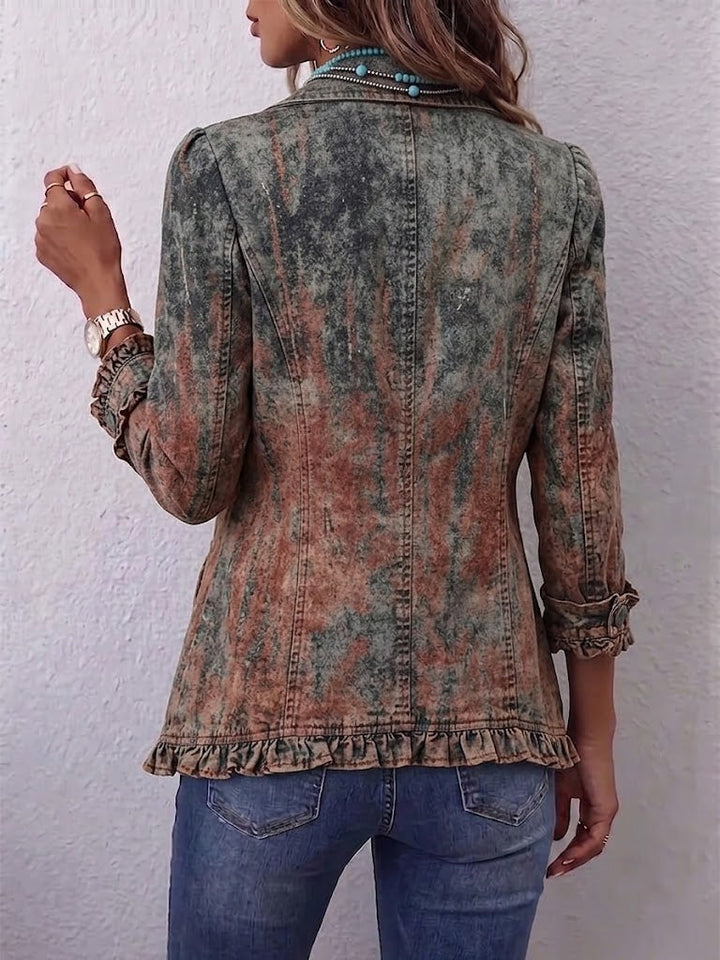 Flavie | Vintage-Texturierte Jacke mit Ombre-Effekt und Volants
