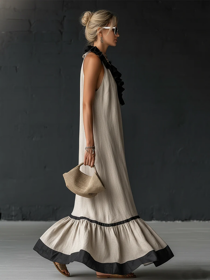 Celestine | Farbblock-Rüschensmaxikleid