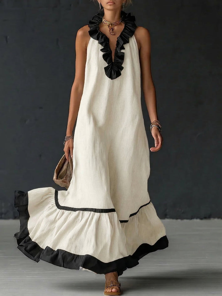 Celestine | Farbblock-Rüschensmaxikleid