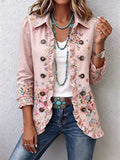 Martine | Blumenjacke in Rosa mit Rüschen und Knöpfen