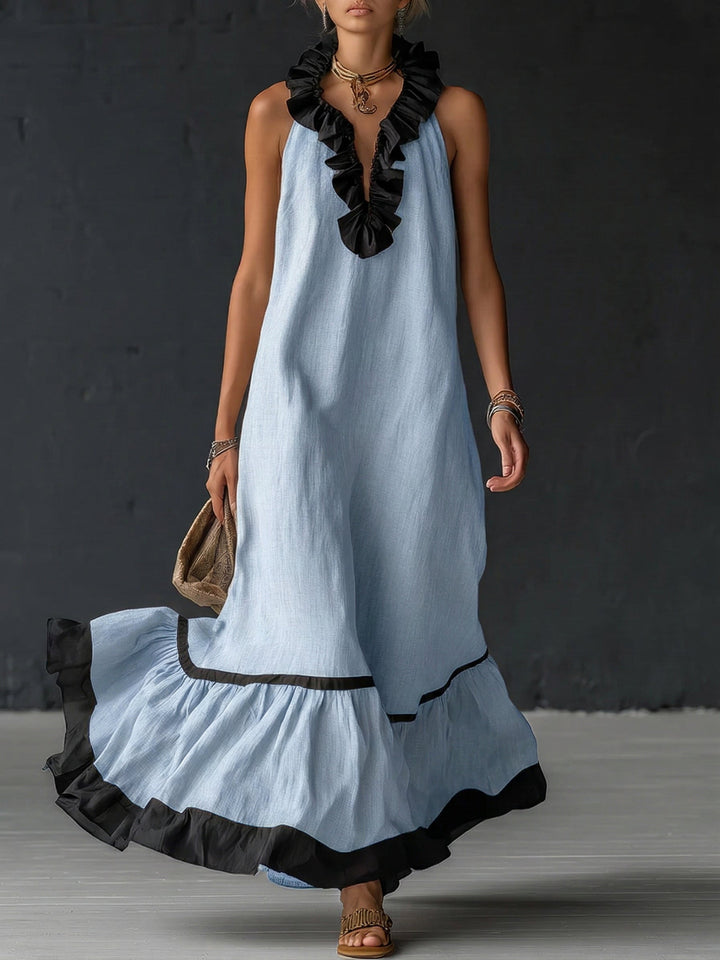 Celestine | Farbblock-Rüschensmaxikleid