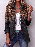 Valentine | Blazer Leopard Verlauf Anthrazit mit Rüschen