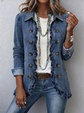 Frédérique | Mittelblaue Jacke mit Rüschen