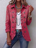 Iseult | Vintage-Rose Antik Paisley Jacke mit Rüschen