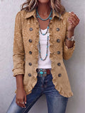 Claire | Kaki Bedruckte Westernjacke mit Rüschen
