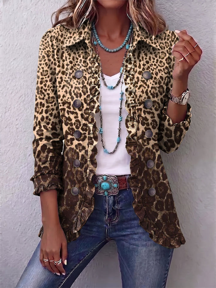 Ombeline | Mehrfarbige Leopardenjacke mit Rüschen