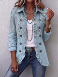 Émilie | Vintage Paisley Jacke Himmelblau mit Rüschen