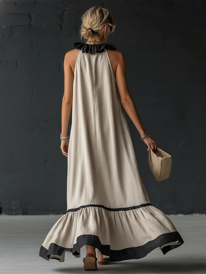Celestine | Farbblock-Rüschensmaxikleid