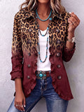Olivia | Blazer Leopard Farbverlauf Bordeaux mit Rüschen